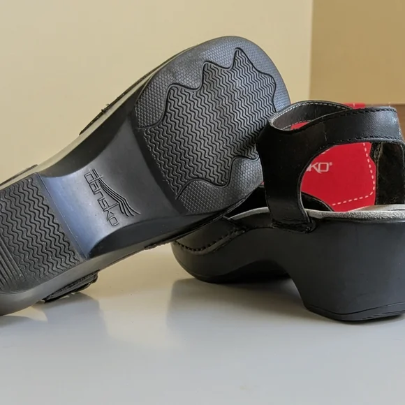 Dansko Black Leather Mary Jane Clog with Ankle Strap - Picture 5 of 7